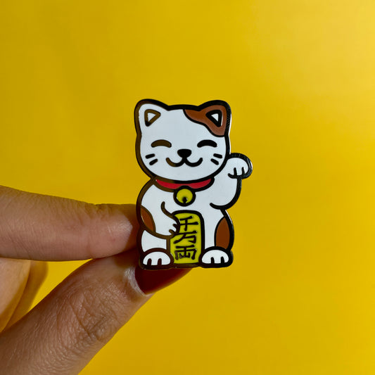 Lucky Cat Enamel Pin by @pinlord