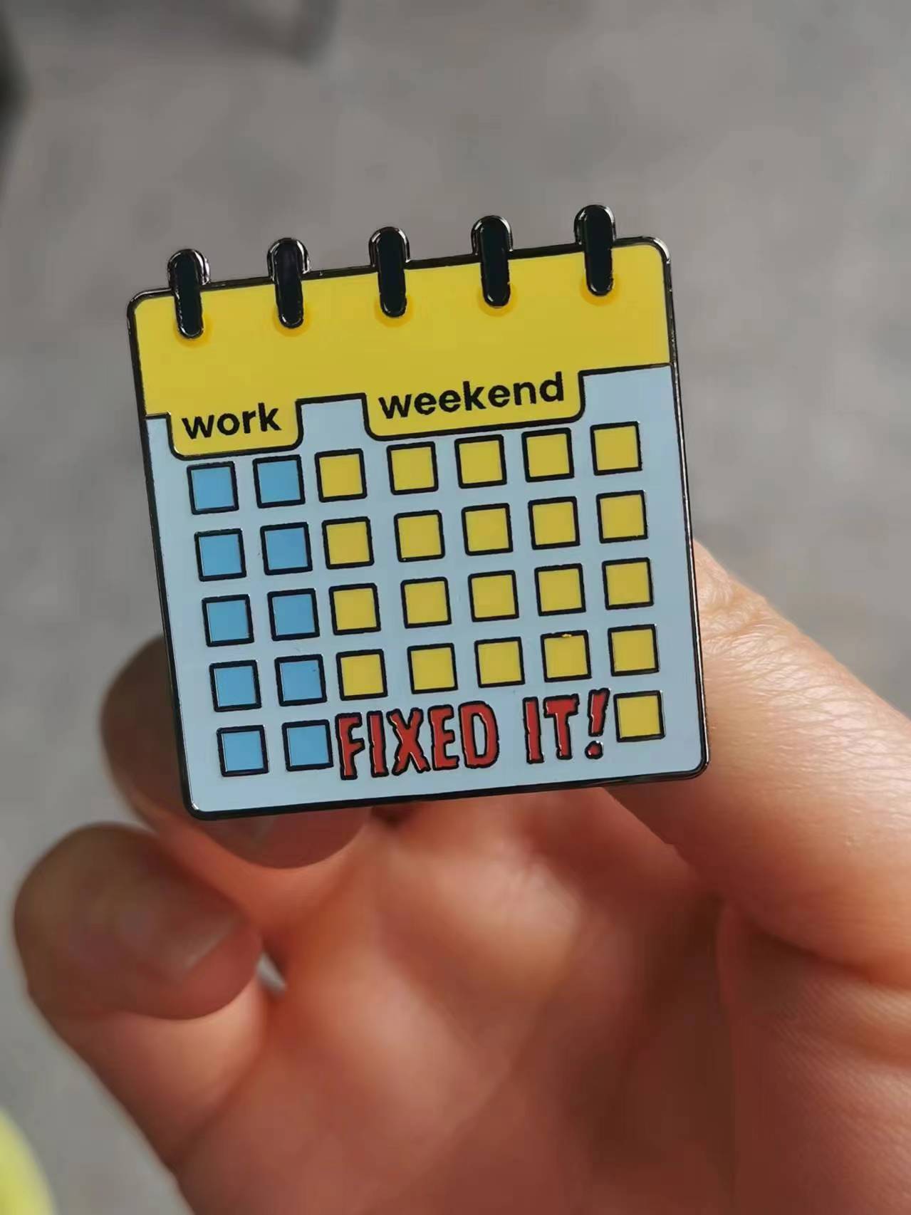 "Work Vs Weekend" Enamel Pin (@nomondays.pinco collab) - Pinlord.com