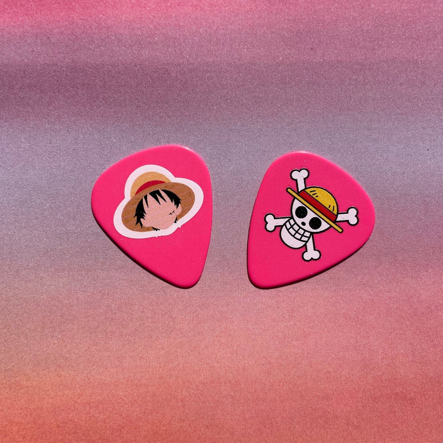Pink one piece guitar pick custom luffy