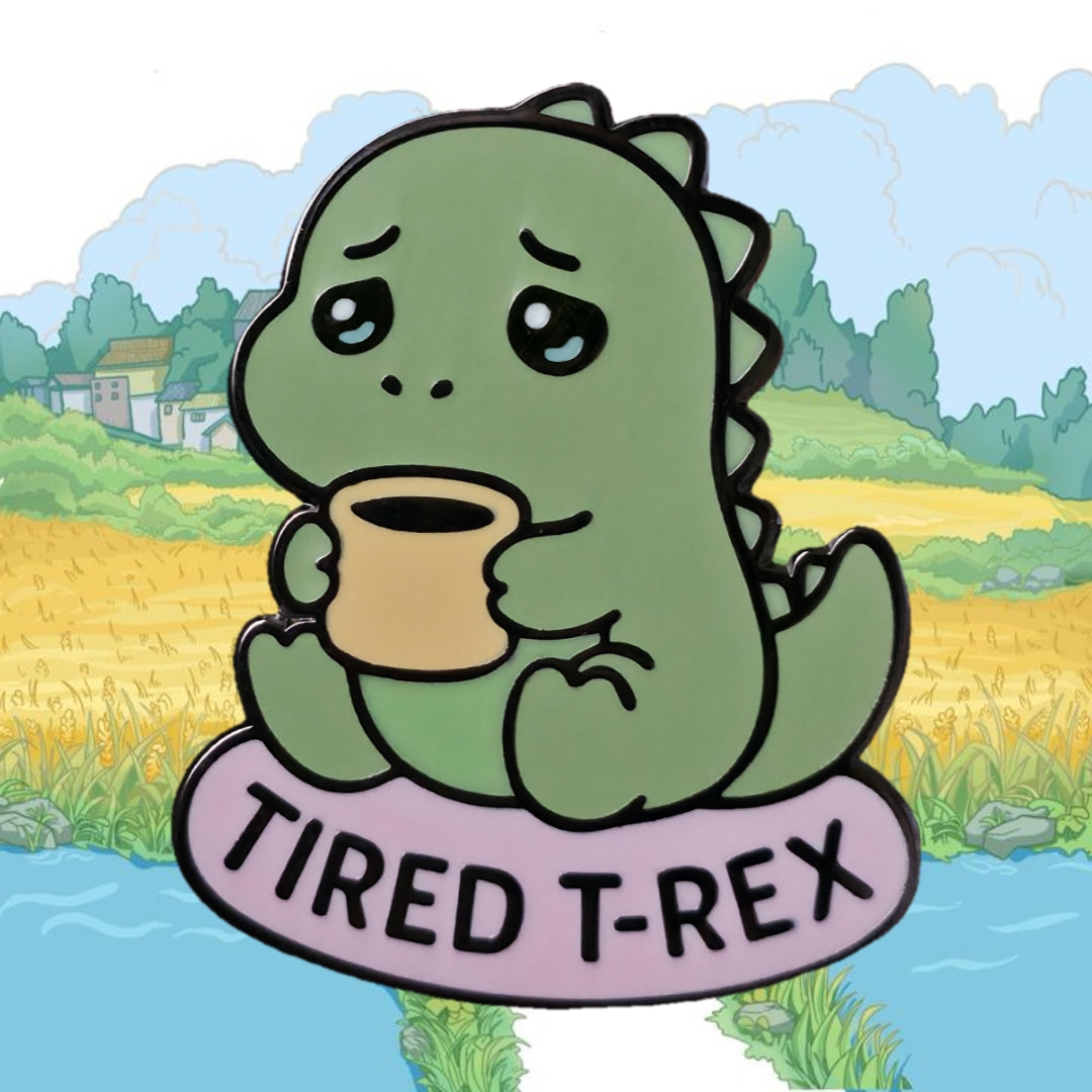 "Tired T-Rex" Enamel Pin 🥱🦖 - Pinlord.com - Enamel Pin - Pinlord.com - express cheap ethical custom products