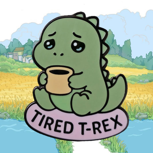 "Tired T-Rex" Enamel Pin 🥱🦖 - Pinlord.com - Enamel Pin - Pinlord.com - express cheap ethical custom products