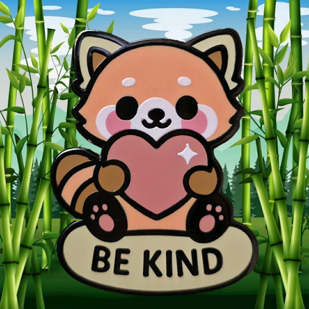 "Be Kind Red Panda" Enamel Pin 🙏🐾 - Pinlord.com - Enamel Pin - Pinlord.com - express cheap ethical custom products