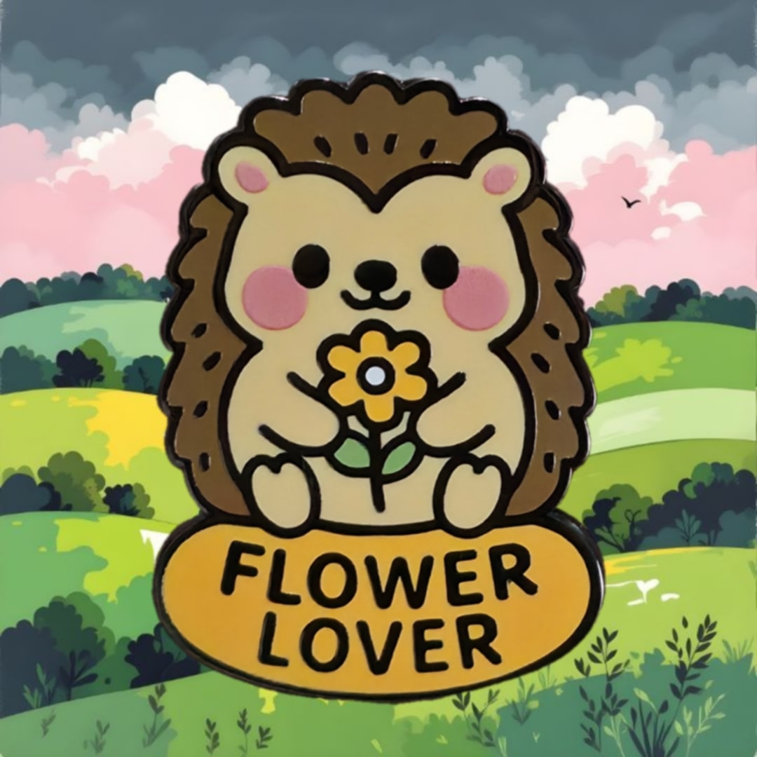 "Flower Lover Hedgehog" Enamel Pin 🦔🌺 - Pinlord.com - Enamel Pin - Pinlord.com - express cheap ethical custom products