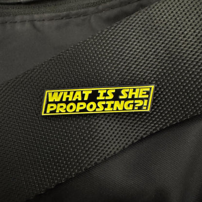 "What Is She Proposing" Enamel Pin (@themattshowalter collab) 🤣❓