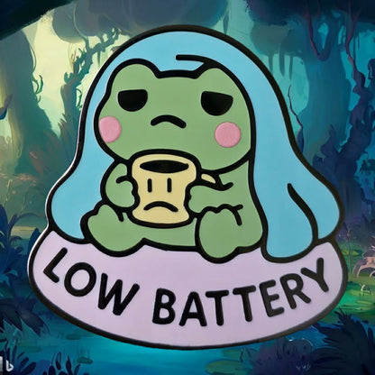 "Low Battery Frog" Enamel Pin 🐸🔋 - Pinlord.com - Enamel Pin - Pinlord.com - express cheap ethical custom products