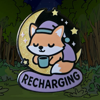 "Recharging Fox" Enamel Pin 🦊⚡ - Pinlord.com - Enamel Pin - Pinlord.com - express cheap ethical custom products