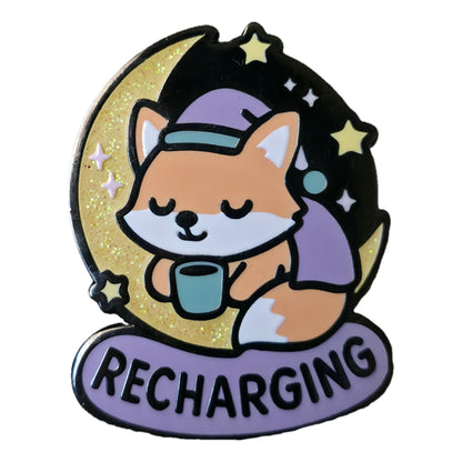 "Recharging Fox" Enamel Pin 🦊⚡ - Pinlord.com - Enamel Pin - Pinlord.com - express cheap ethical custom products