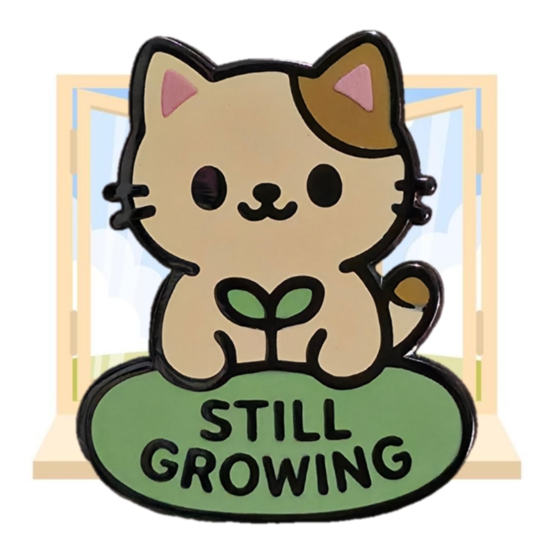 "Still Growing Cat" Enamel Pin 🐈🌱 - Pinlord.com - Enamel Pin - Pinlord.com - express cheap ethical custom products