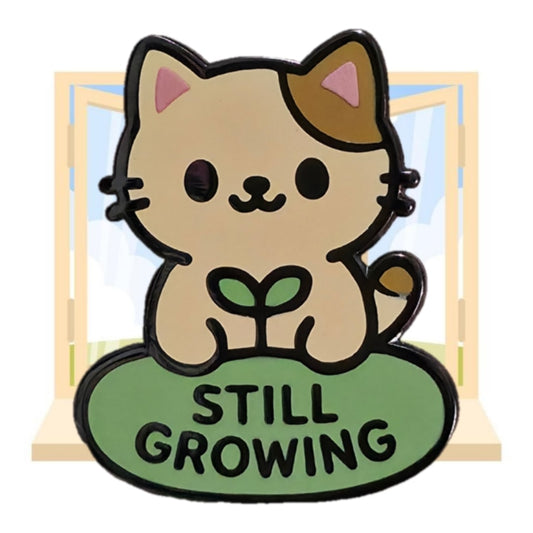 "Still Growing Cat" Enamel Pin 🐈🌱 - Pinlord.com - Enamel Pin - Pinlord.com - express cheap ethical custom products