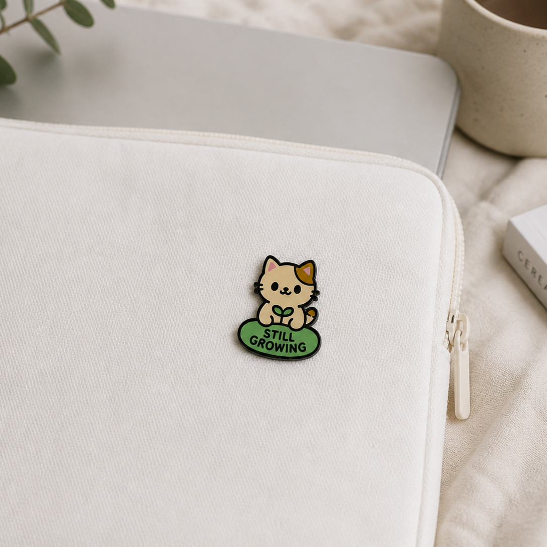 "Still Growing Cat" Enamel Pin 🐈 - Pinlord.com - Enamel Pin - Pinlord.com - express cheap ethical custom products