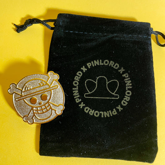 24k Gold One Piece Logo Enamel Pin by @pinlord - Pinlord.com