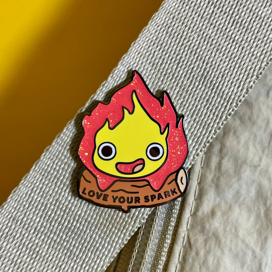 Calcifer "Love my Spark" Enamel Pin - Pinlord.com