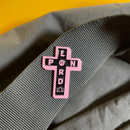 "Pink Pinlord" logo Enamel Pin - Pinlord.com