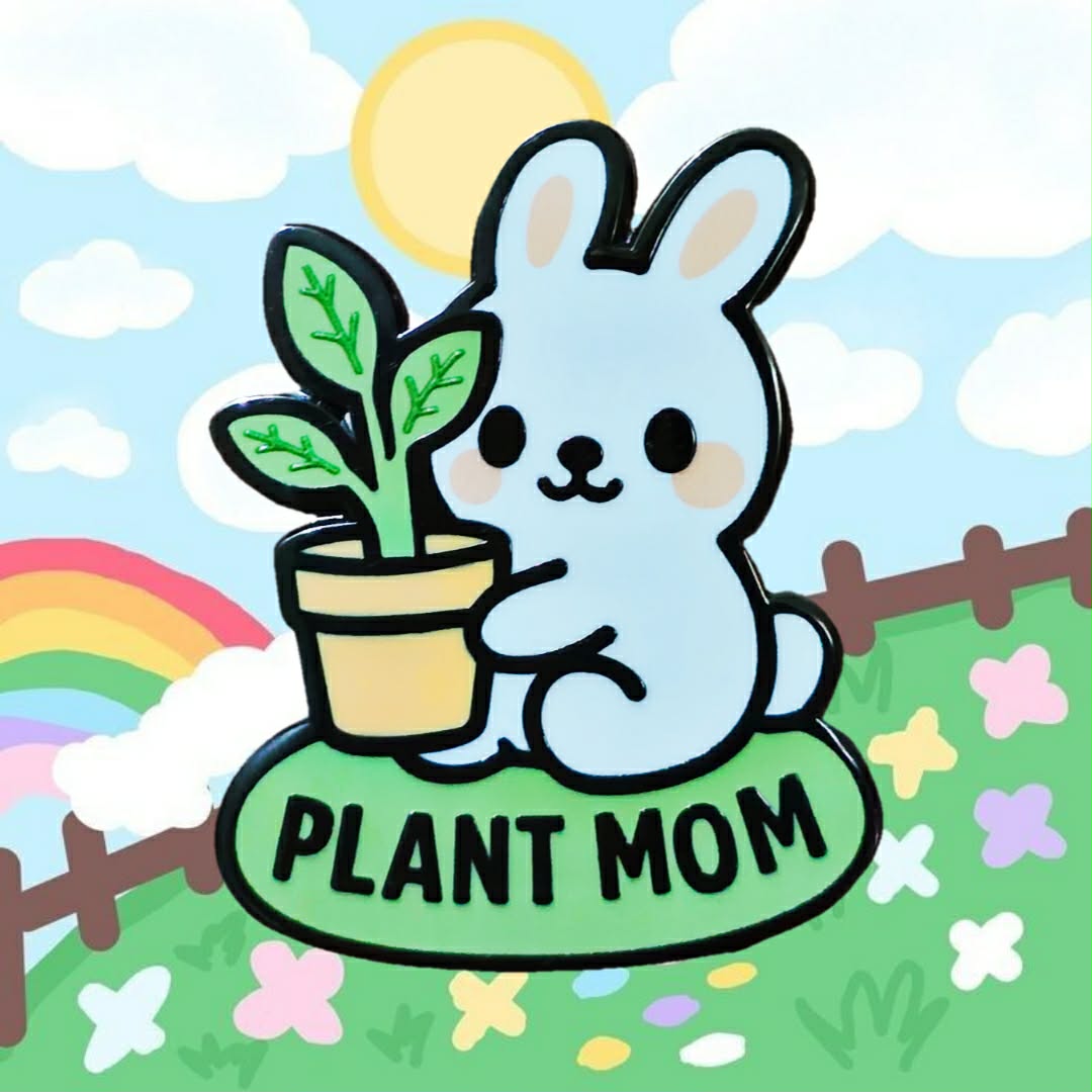 "Plant Mom Bunny" Enamel Pin 🐰🌼 - Pinlord.com - Enamel Pin - Pinlord.com - express cheap ethical custom products