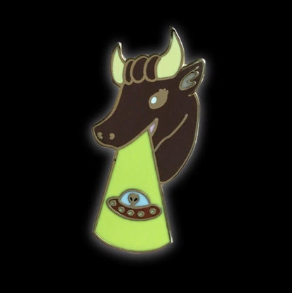 Cow Abduction Enamel Pin by @pinlord