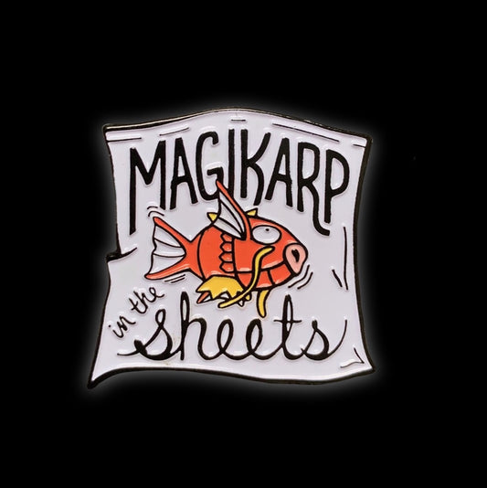 Magikarp In The Sheets Enamel Pin with @DesignPathology - Pinlord.com