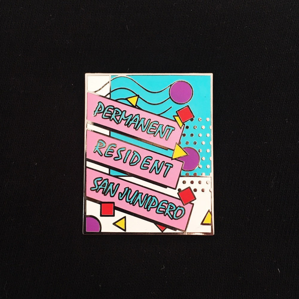 Black Mirror San Junipero Permanent Resident Enamel Pin by @pinlord - Pinlord.com