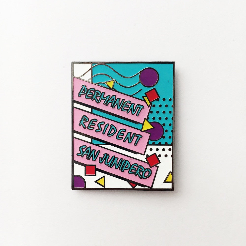 Black Mirror San Junipero Permanent Resident Enamel Pin by @pinlord - Pinlord.com