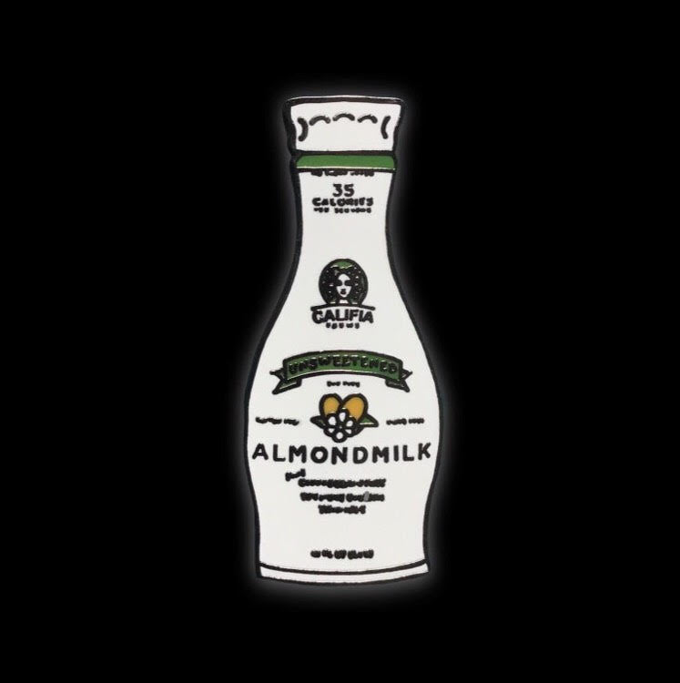 Califia Unsweetened Almond Milk Vegan Enamel Pin by @pinlord - Pinlord.com