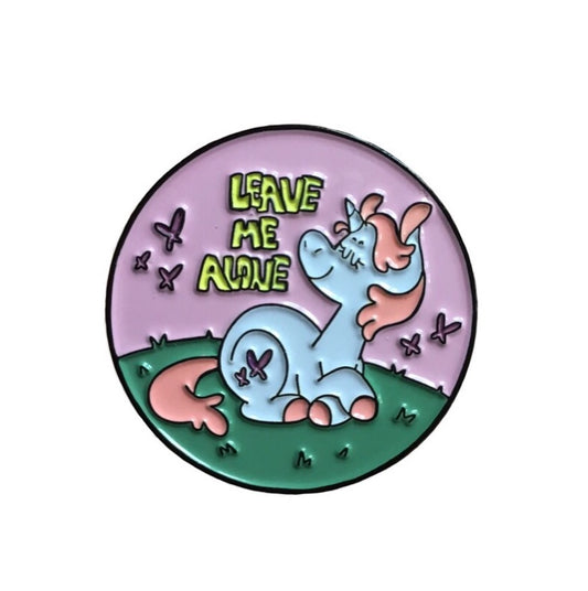 Leave Me Alone Unicorn Enamel Pin with @brooskee - Pinlord.com